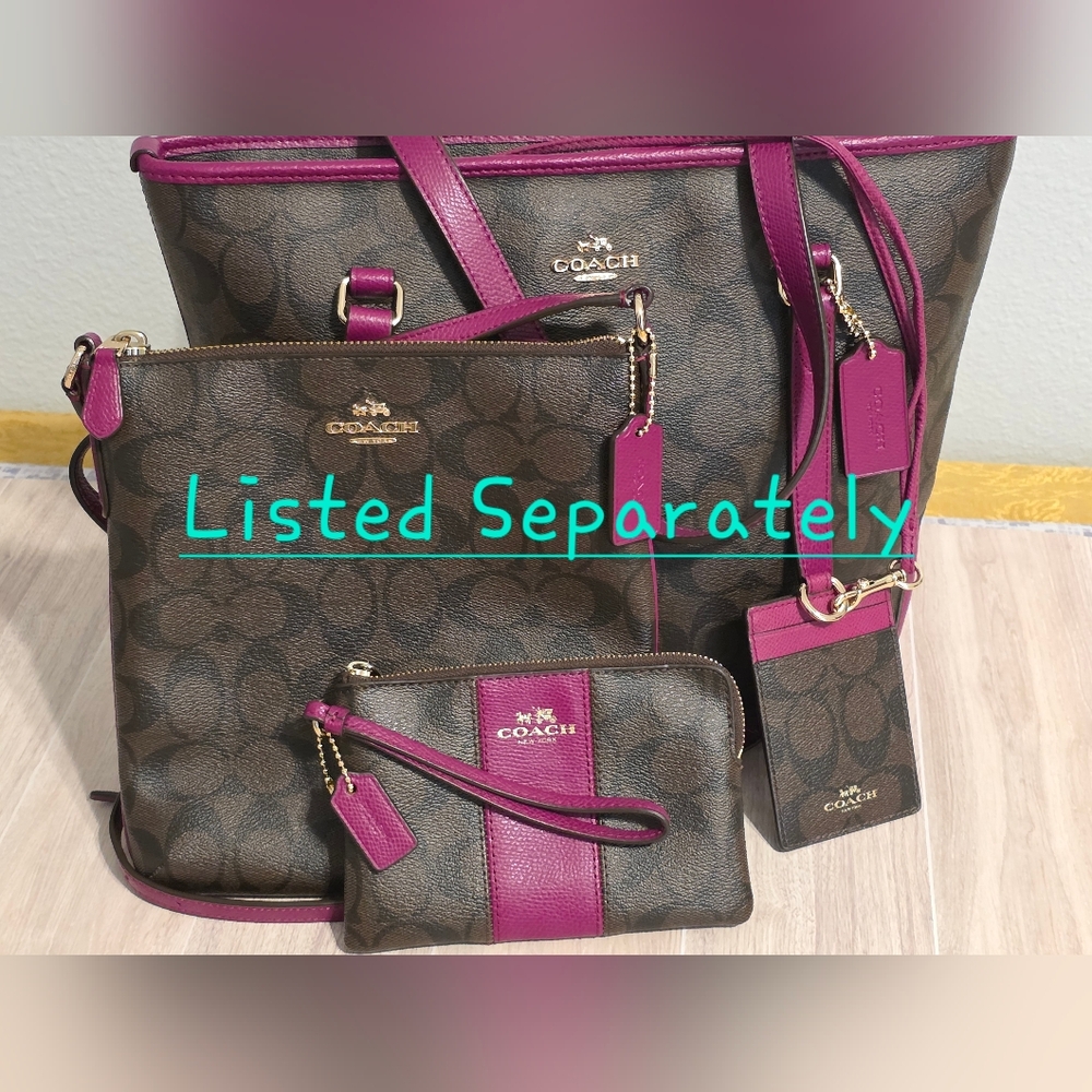 Coach Signature Coach Brown & Fuchsia Tote Bag F34603 - Picture 3 of 10